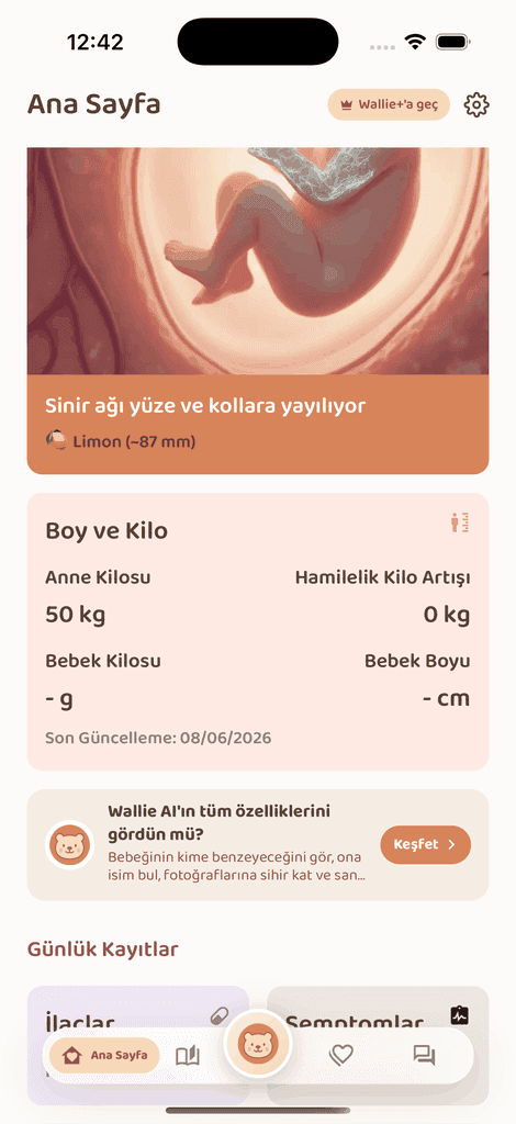 Baby Wallie — Gesundheitsdaten ekranı